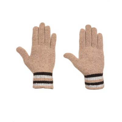 Tiekart women brown striped woollen gloves