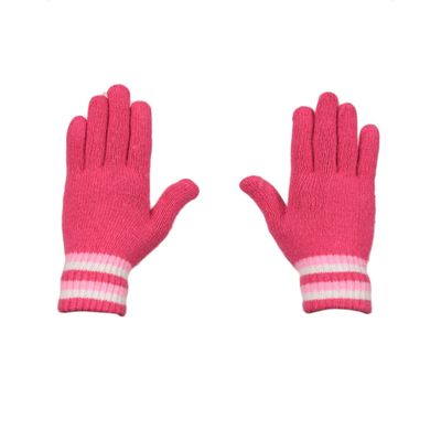 Tiekart women pink striped woollen gloves