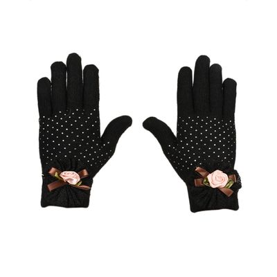 Tiekart women black  woollen gloves