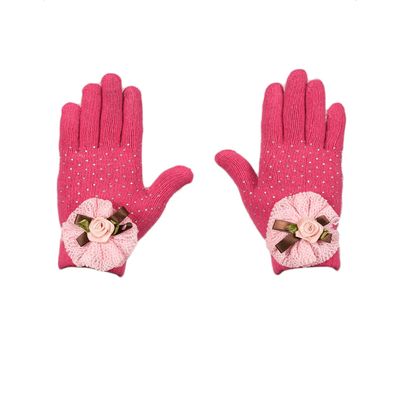 Tiekart women pink  woollen gloves