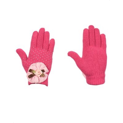 Tiekart women pink  woollen gloves