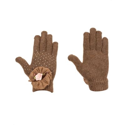 Tiekart women brown  woollen gloves