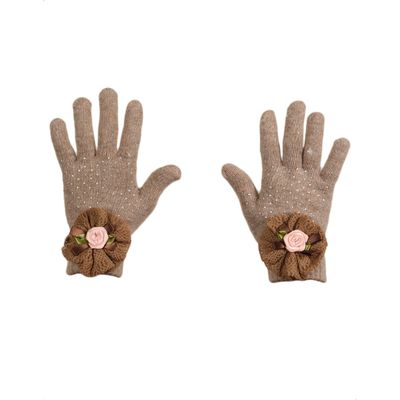 Tiekart women brown  woollen gloves