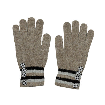 Tiekart women brown striped woollen gloves