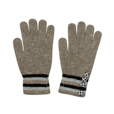 Tiekart women brown striped woollen gloves