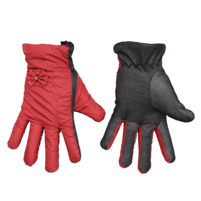 Red Windproof Designer Warm Winter Gloves With Fur Lining Inside for Men