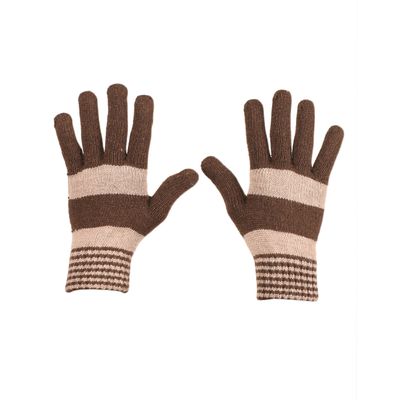 Tiekart men brown striped woollen gloves