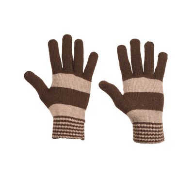 Tiekart men brown striped woollen gloves