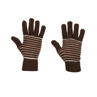 Tiekart men brown striped woollen gloves