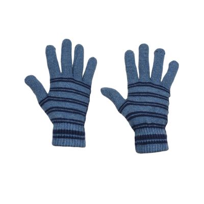 Tiekart men blue striped woollen gloves