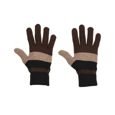 Tiekart men multi striped woollen gloves