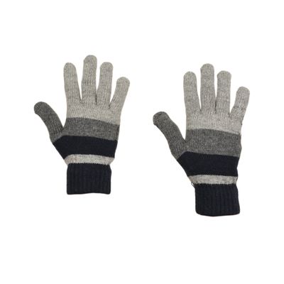 Tiekart men monochrome striped woollen gloves