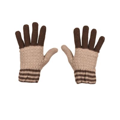 Tiekart men brown striped woollen gloves