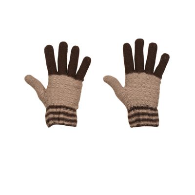 Tiekart men brown striped woollen gloves