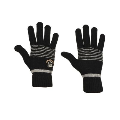 Tiekart men black striped woollen gloves