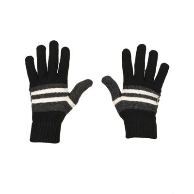 Tiekart men monochrome striped woollen gloves