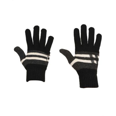 Tiekart men monochrome striped woollen gloves