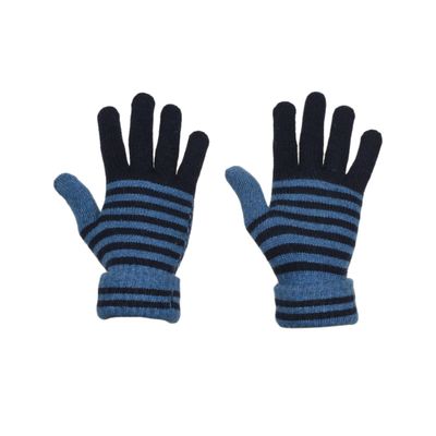 Tiekart men blue striped woollen gloves