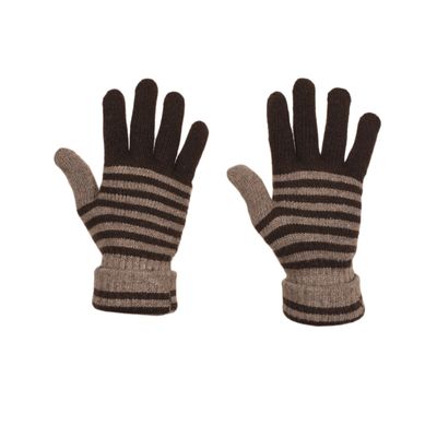 Tiekart men brown striped woollen gloves