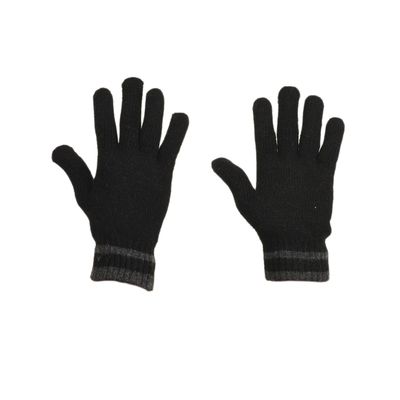 Tiekart men black plain solids woollen gloves