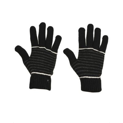 Tiekart men black striped woollen gloves