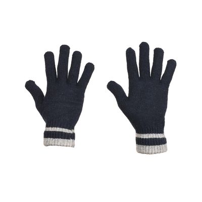 Tiekart men blue plain solids woollen gloves