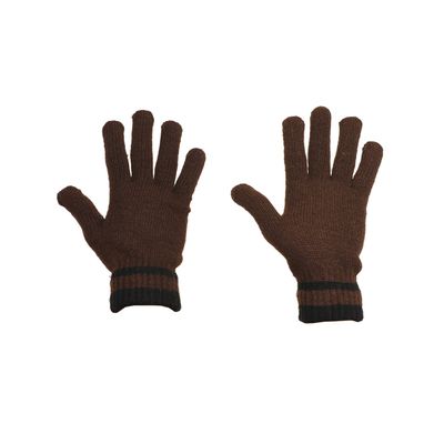 Tiekart men brown plain solids woollen gloves
