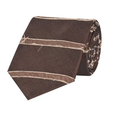 Tiekart men brown striped woven silk tie