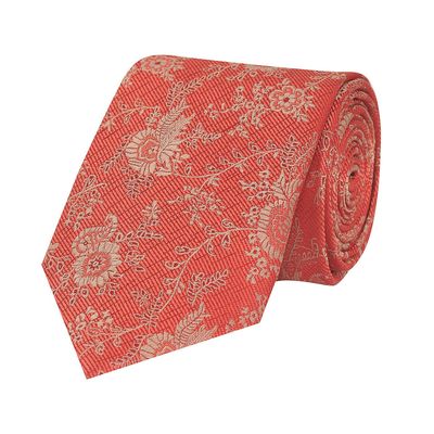 Tiekart men red floral woven silk tie