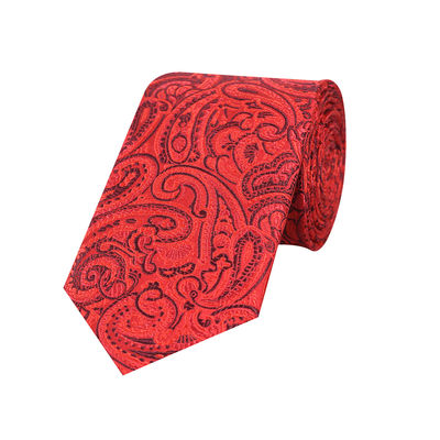 Woven silk Tie-grey formality(Red Formal woven silk Floral Paisley Necktie for Men)