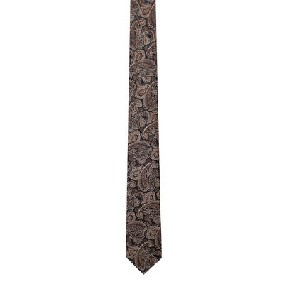 Woven silk Tie-firewalk (Brown Formal woven silk Floral/paisley Necktie for Men)