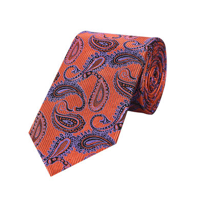 Men's Luxury Orange Paisley Tie - 100% Silk