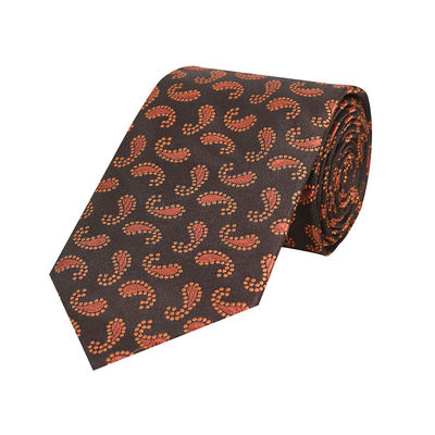 Woven silk Tie-firewalk (Brown Formal woven silk Floral/Paisley Necktie for Men)