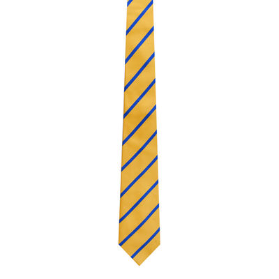 Woven silk Tie-firewalk (Yellow & Blue striped Formal woven silk Necktie for Men)