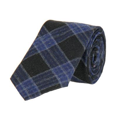 Blue Check Semi Wool Necktie for Men