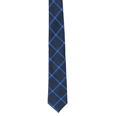 Blue Check Semi Wool Necktie for Men