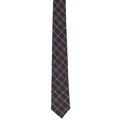 Black Check Semi Wool Necktie for Men