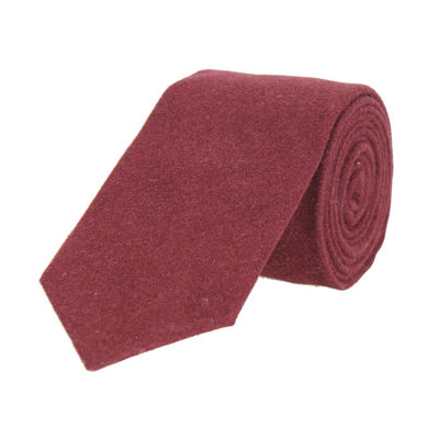 Maroon Plain Solid Pure Wool Necktie for Men