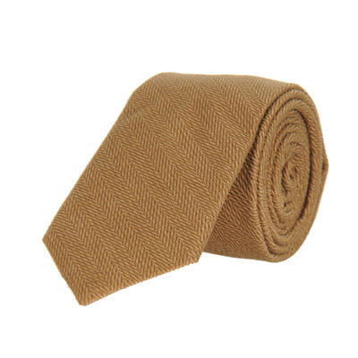 Brown Plain Solid Italian Tweed Wool Necktie for Men