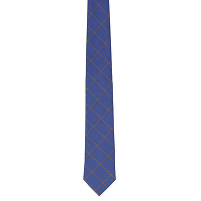 Blue Check Semi Wool Necktie for Men