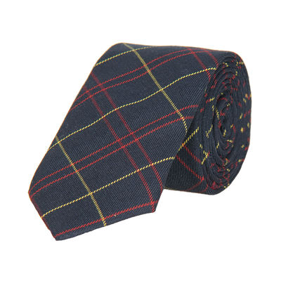 Black Check Semi Wool Necktie for Men