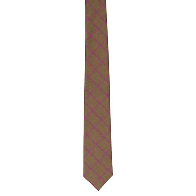 Brown Check Semi Wool Necktie for Men