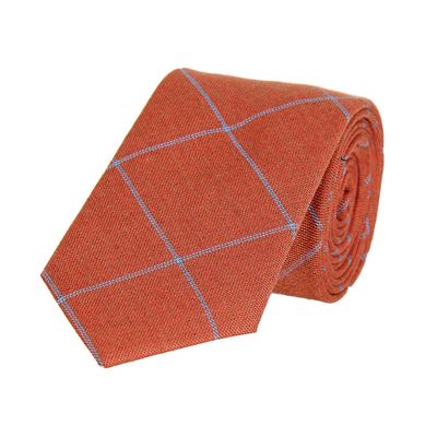 Red Check Semi Wool Necktie for Men