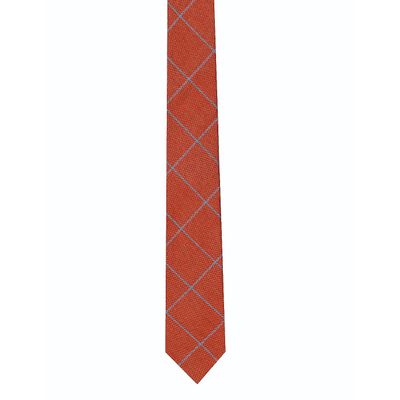 Red Check Semi Wool Necktie for Men