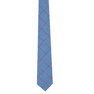 Blue Check Semi Wool Necktie for Men