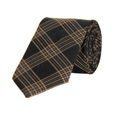 Black Check Semi Wool Necktie for Men