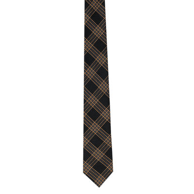 Black Check Semi Wool Necktie for Men