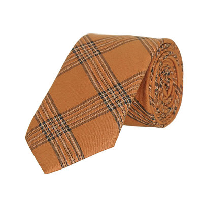 Orange Check Semi Wool Necktie for Men