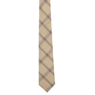 Cream Check Semi Wool Necktie for Men