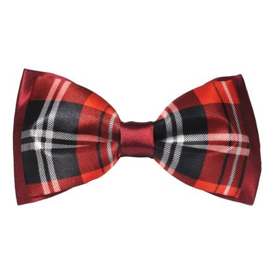 Tiekart men maroon checked  knotted double bow tie